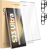 Cutebe 2 Packs Screen Protector for S23 Ultra + 2 Packs Camera Lens Protector with Tempered Glass,Touch Sensitive and Case Friendly