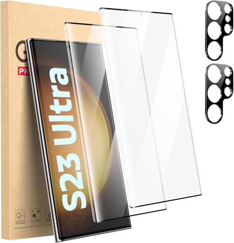Cutebe 2 Packs Screen Protector for S23 Ultra + 2 Packs Camera Lens Protector with Tempered Glass,Touch Sensitive and Case Friendly