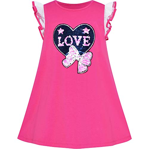 Sunny Fashion Girls Dress Cotton Casual Star Embroidered Violet Red Size 3-72