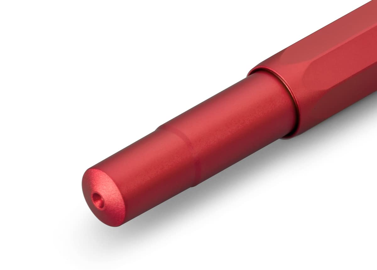 Kaweco AL Sport czerwony d?ugopis ?elowy/d?ugopis, w zestawie 0,7 mm, dla os??b lewor?cznych i prawor?cznych, klasyczny design z ceramiczn? kulk?, kolor Deep Red, 13,5 cm