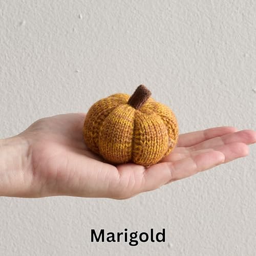 Image of Set of 5 Mini Knit Pumpkins, Sunset Orange Gold Rust (Sunset 2.5 Inch Set) | Cozy Knit, Table Top Bowl Filler, Kitchen Tiered Tray Decor, Hostess Gift