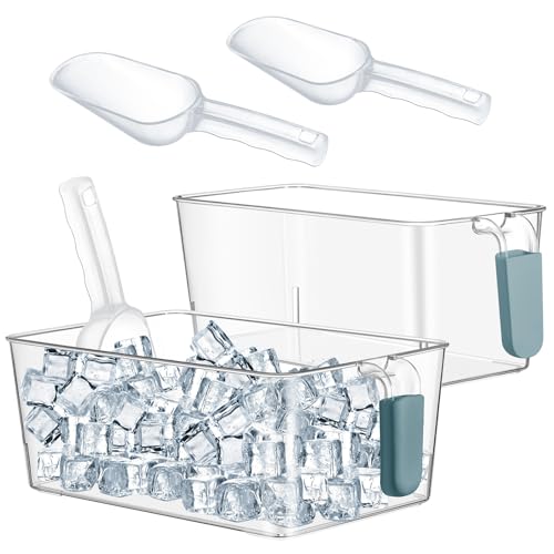 Havawish Ice Storage Bin and Flexible Scoop Set Plastic Freezer Bin