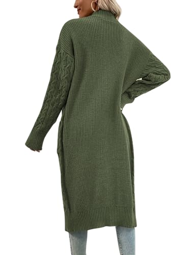 Image of Onedreamer Womens Long Cardigan Sweaters Open Front Cable Knit with Pockets