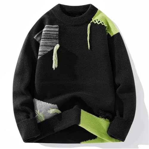 Men's Round Neck Patchwork Sweater Pullover Casual Long Sleeve Daily Warm Sweater2
