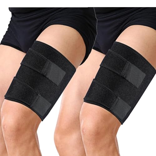 haozaikeji Adjustable Hamstring Brace Black Thigh Compression Sleeve Breathable Hamstring Support Wraps Non-Slip Thigh Bandage for Pulled Muscle, Sprains, Sports Injury Recovery Unisex