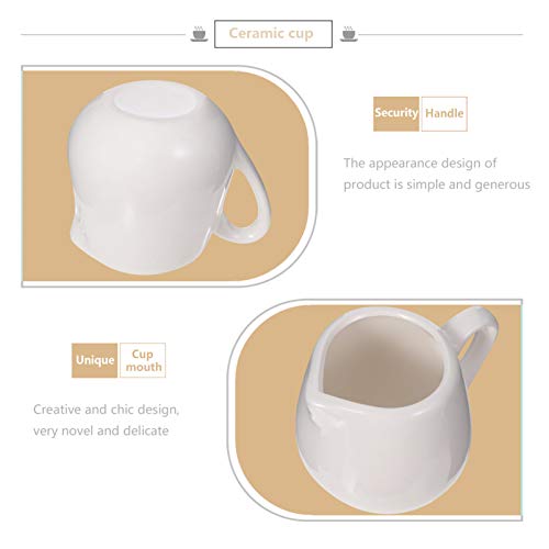Yarnow Mini creme clássico de cerâmica branca pura com alça, 2 jarra pequena para leite de café