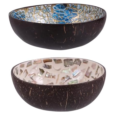 LIFKOME 2pcs Coconut Shell Bowl Wooden Rice Bowl Appetizer Acai Bowl Fruit Bowl Rice Bowls Noodles Bowls Soup Bowls Natural Bowl Storage Bowl Candy Container Home Key Bowl Salad Desktop Cover