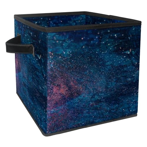 Boîte de rangement pliable cube galaxie en tissu avec poignées