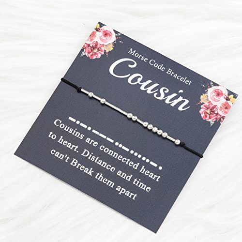 BEKECH Cousin Morse Code Bracelet Crew Best Friend Long Distance Friendship Jewelry for Family4