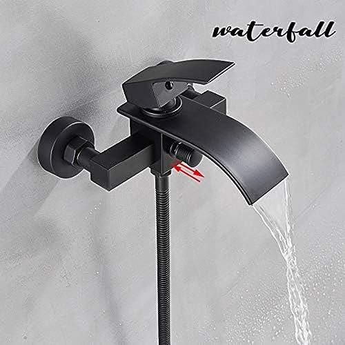 Mitigeur baignoire cascade noir à double sortie murale avec commande de précision chaud froid