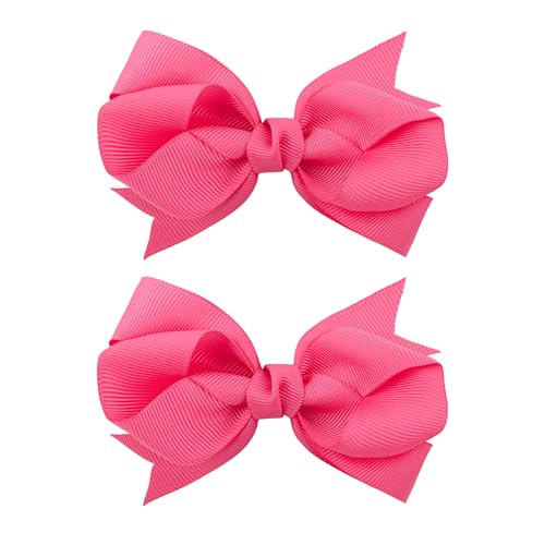YanJie 4 piezas Pinzas para cabello con lazos en color rosa intenso miniatura 1