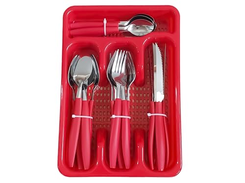 Jogo de Talheres Aço Inox com Divisória - Faca Garfo e Colher - Kit Faqueiro (PRETO)