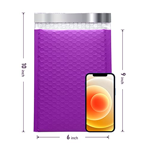 Tomvyter 6X10 Poly Bubble Mailers #0 Padded Envelopes, 25Pcs Self Seal Mailing Envelopes Bubble Padded Mailers(Purple, Inside Size: 6X9") #TOP1