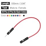 sourcing map Male to Female 1Pin Breadboard Jumper Wire 2.54mm Pitch Ribbon Cable 10cm Long Electronics Breadboard Ribbon Cables for Breadboard Electronic Projects Pack of 40 - Image 2