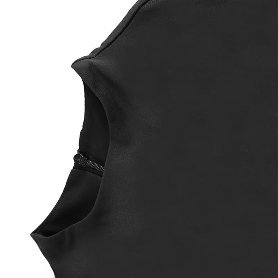 Yeuyyben Overol de verano sin mangas con cremallera y pierna ancha para mujer, estilo casual, ajustado, elegante, para fiestas y salidas nocturnas