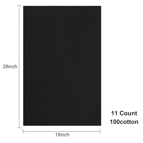 Image of Aida Cloth 11 Count Cross Stitch Fabric,19x28inch (11CT,Black)