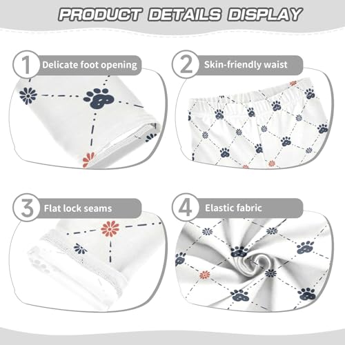 Paw Flower Lattice Print Girls Leggings Soft Stretch Workout Yoga Dance Pants for Kids Casual Tights3