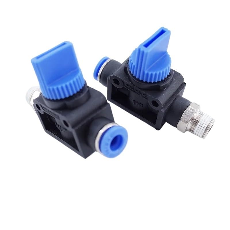 Pneumatic Hand Valve Air Pressure Switch Port PT1/8 1/4 3/8 1/2 Hose 8mm Fitting Quick Hose Connector 10pcs(HVFS,1/8