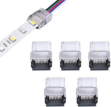 YUTOKEER 5 Pin LED Strip Connector 5050 LED Tape Light Connection Conductor LED Strip to Wire Connector for Waterproof IP65 12mm RGBW RGBY LED Strip Lights (5 PCS)