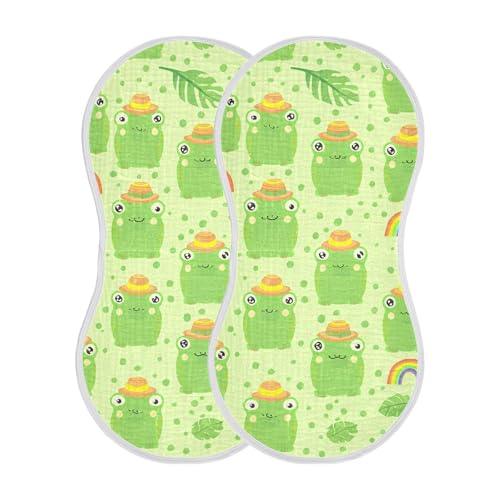 xigua Cute Frogs Baby Burp Cloths for Newborn Boys and Girls 1 Pack, Soft & Absorbent Cotton Baby Burp Cloth, Baby Washcloths, Newborn Towel, Burp Rags2