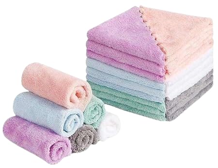 Florabliss® Reusable Makeup Remover Cloths Microfiber Wash Cloth Soft Fast Drying Facial Cleansing Cloth for Face - 25 x 25 CM - Multicolor Towel. Pack 5-picture-27