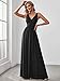 Ever-Pretty Women's Elastic Lace V-Neck Empire Waist Chiffon Long Prom Dress Long Ball Gown Black US8
