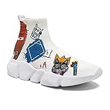 Hetios Men's Graffiti Sneakers Breathable Mesh Sports Shoes Lightweight Walking Shoes Non-Slip Casual Sock Shoes Multicolor Size 12