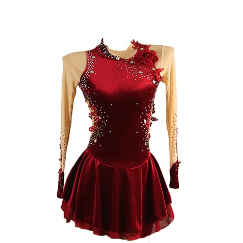 UNIQORALE Vestido de patinação artística feminino de alta elasticidade para competição de patinação