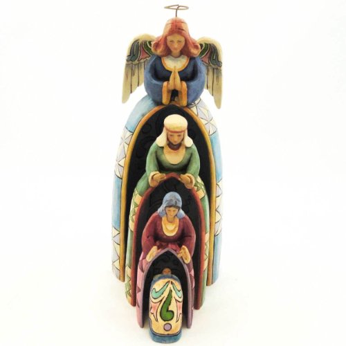 Enesco Jim Shore Heartwood Creek Nestled Holy Family Nativity 4-Piece Set, 9-3/4-Inch