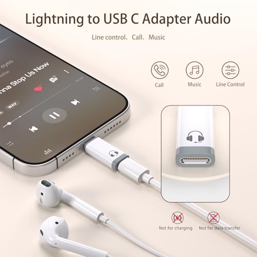KAKAPOZO USB C to Lightning Headphone Adapter 1 Pack Lightning to Type C Audio Adapter DAC 16Bit/48Khz, Line Control, Call, Music, USB-C Converter for iPhone 15/16, Galaxy, iPad, MacBook, No Charging by KAKAPOZO - Image 2