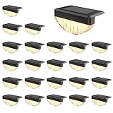 VOLISUN 24 Pack Solar Deck Lights Outdoor, Warm White LED Solar Step Lights for Outside, Waterproof Fence Light for Patio, Deck, Stairs, Yard, Pool and Porch (Black)