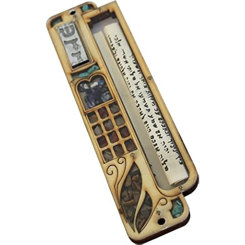 Holy Land Market Mezuzah with Hoshen Stones Cover