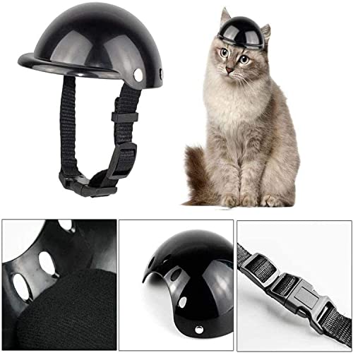 Lepidi Hundehelm für Hunde, Schwarz Plastik Haustier Einstellbare Helm, Welpen Katze Hut Helme mit Entlüftung, Coole Motorrad Hundehelm für Katzen, Kleine, Mittelgroße Hunde Radfahren Outdoor