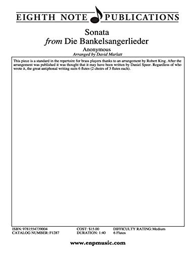Sonata from Die Bankelsangerlieder Score & Parts pour ensemble de cuivres