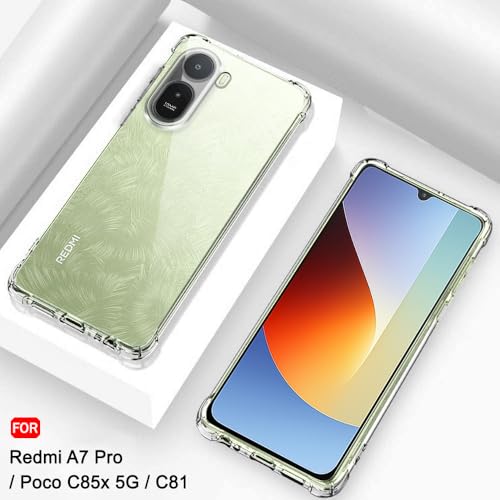 Image of TheGiftKart Transparent Crystal Clear Back Cover Case for Mi Redmi A7 Pro /Poco C85x 5G / C81 | Shockproof Soft TPU Case | Cushioned Edges for Ultimate Protection Back Cover Case (TPU, Transparent)