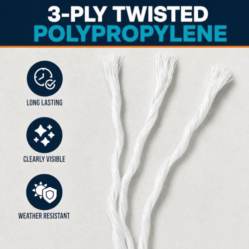 Image of Mason Line String 260FT, 390FT, 780FT, 1500FT, 2300FT, Durable Construction Twine for Laying Bricks, Blocks, Fences in Gardening, DIY & Landscaping Projects (White, 393 Ft)