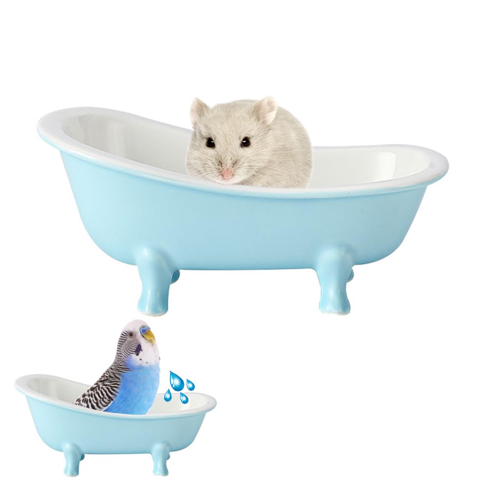 Cute Hamster Bed, Small Animal Ice Bathtub, Sand Bath Container Accessories Cage Toys, Ceramic Relax Habitat House, Sleep Pad Nest for Hamster, Food Bowl for Guinea Pigs/Squirrel/Chinchilla