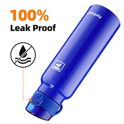 Image of Fanhaw 24 oz Insulated Water Bottle with Soft Silicone Spout Lid, Leakproof Stainless Steel Vacuum Bottle for School, Sports& Daily Use, Kids, Teens& Adults, Back to School Essentials (Klein Blue)
