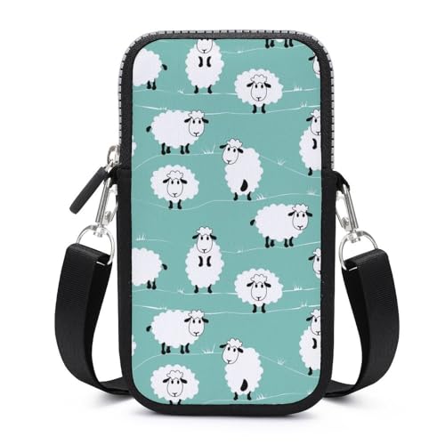 Sac bandoulière téléphone portable et portefeuille unisexe mouton blanc