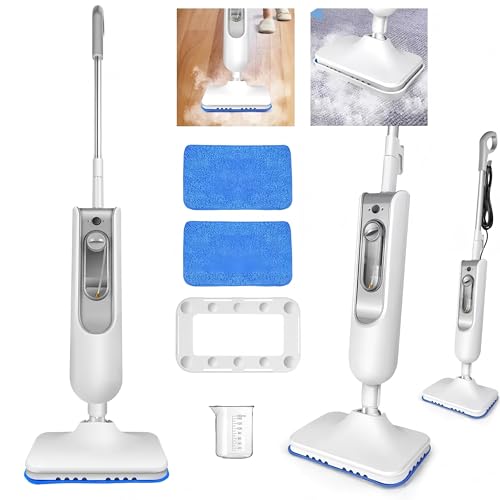 1500W Hot Steam Mop Cleaner, Hand Held Steam Cleaner Floor Steamer, Tile Cleaner, and Hard Wood Floor Cleaner with 2 Machine Washable Cleaning Pads
