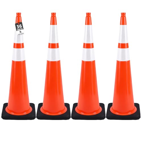 Image of BESEA 4 Pack 36 Inch Large Traffic Cones with Wide Weighted Base