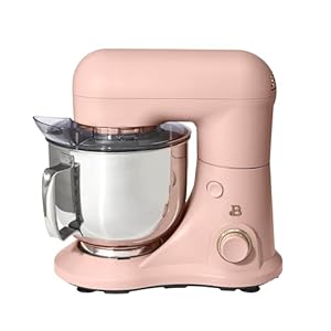 Beautiful 5.3 Qt Stand Mixer, Lightweight & Powerful with Tilt-Head, Powerful 300-watt mixing system & 12 optimal speed settings White Icing by Drew Barrymore (Rose)
