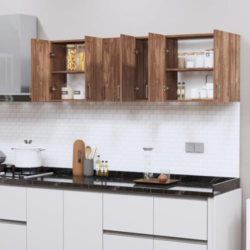 Image of Door Multipurpose Storage Cabinet & Adjustable Shelf | Space Organizer | Termites Resistance | Wall Mounted for Office, Kitchen Finish (Cochwood Brown, Door 6)