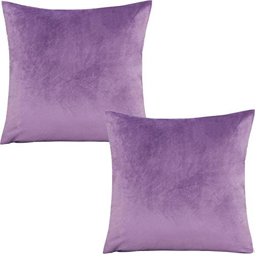 Tennove Cushion Covers 50x50cm Soft Solid Velvet Throw Pillow Covers Pack of 2 Decorative Pillowcases Square Cushion Cases Protectors for Sofa Bed Couch Bench, Wine Red