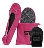 Silky Toes Foldable Flats for Women Purse Ballet Shoes Ballerina Slippers Magenta