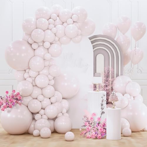 Image of PartyWoo Beige Balloons 155pcs Different Sizes of 18 12 10 5 Inch Boho Cream Ivory Neutral Balloon Arch Kit Garland for Wedding Graduation Engagement Baby Shower Birthday Party Decorations White-F60