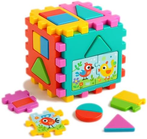 Cubo Didático de Encaixe Quebra-Cabeça Cubos de Brinquedo Blocos de Montar Educativo e Pedagógico Linha Premium M5 Armarinhos