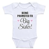 Sister Announcement Baby Shirts - Promoted To Big Sister - One Piece (9mo-Short Sleeve, Light Pink Hearts)