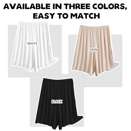 3 Pack Women's Half Slip Shorts for Under Dresses Pettipants Half Slip Culotte Shorts Split Skirt3