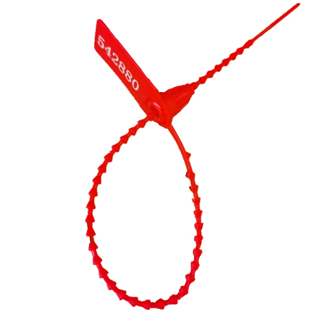 250mm Pull-Tite Security Seal Plastic Seals Signage Numbered(Package of 100) (Red)